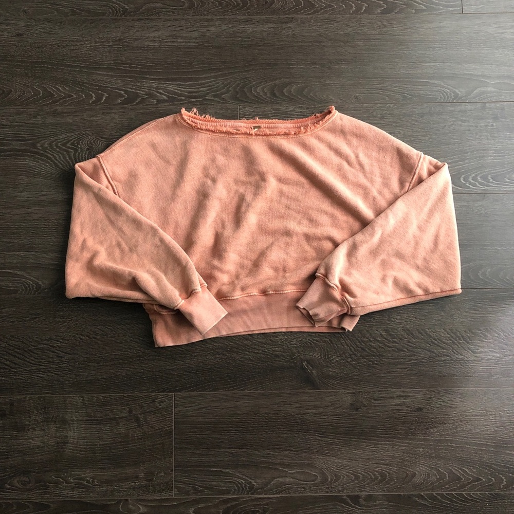 Free People Crop Oversized Sweatshirt